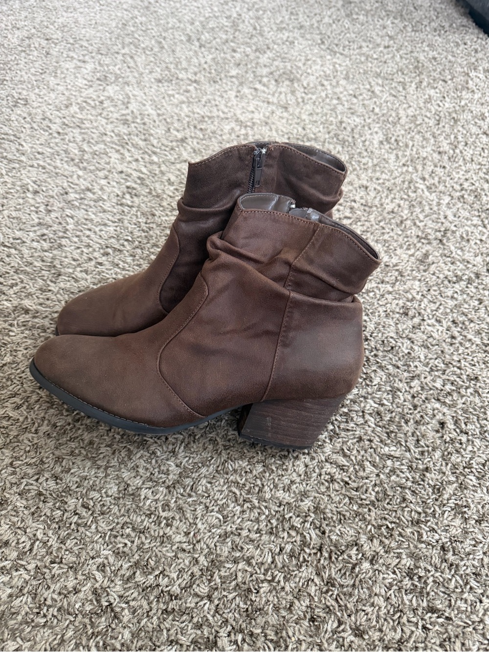 Bella Vita Dark Brown Slouch Ankle Booties with Low Block Heel